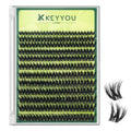 KEYYOU Lash Clusters 3D Effect Volume Eyelash Clusters Flaunt Style 144PCS D Curl Flora Wispy Look LengthLock 8–18mm Mix Ultra-Thin Black Band (PuffSilk V3D01)