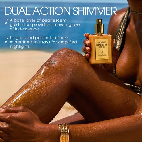 "VACATION" Shimmer Oil SPF 30 by Vacation, Shimmering Body Sunscreen, Water-Resistant, Enhances All Skin Tones, Dermatologist-Tested, Vegan, Travel Size, 2.9 Fl. Oz.