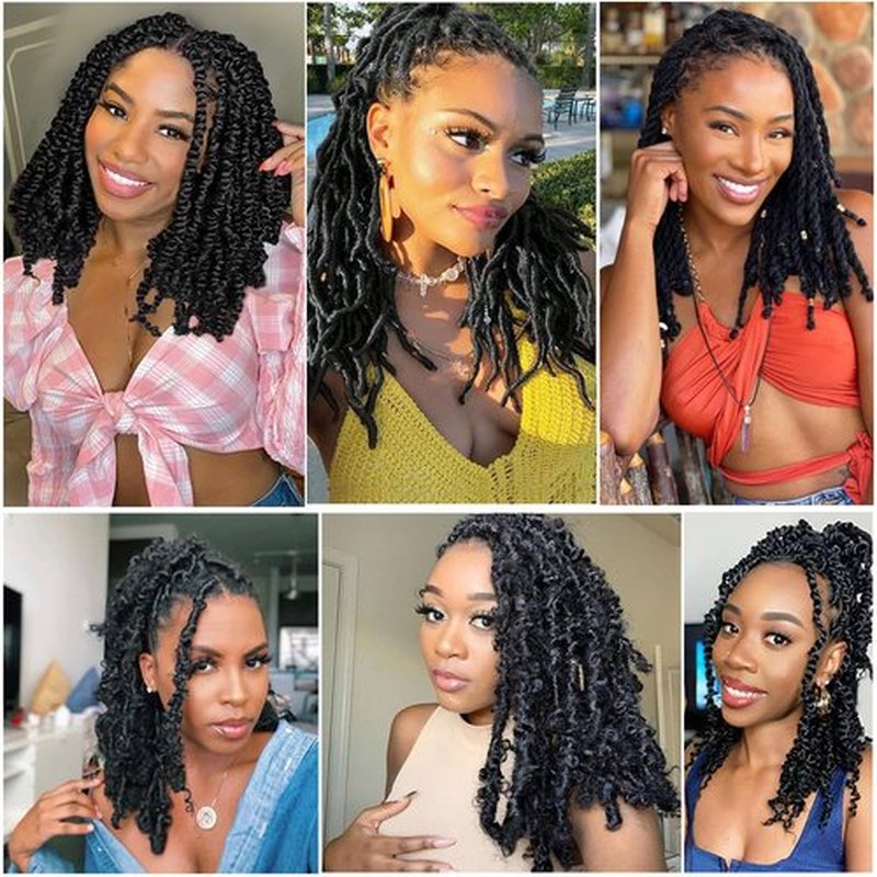 Ahrencan Passion Twist Hair-14 Inch 7 Packs Water Wave Crochet Hair,Black Curly Wrapping Hair For Women Braiding Passion Twist/Butterfly Locs/Spring Twists Crochet Braids(14 Inch, 1B#)