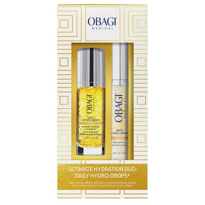 Obagi Daily Hydro-Drops Facial Serum & Eye Gel Cream Set - 1oz Serum Hydrates & 0.5oz Gel Brightens, Smooths, & Depuffs