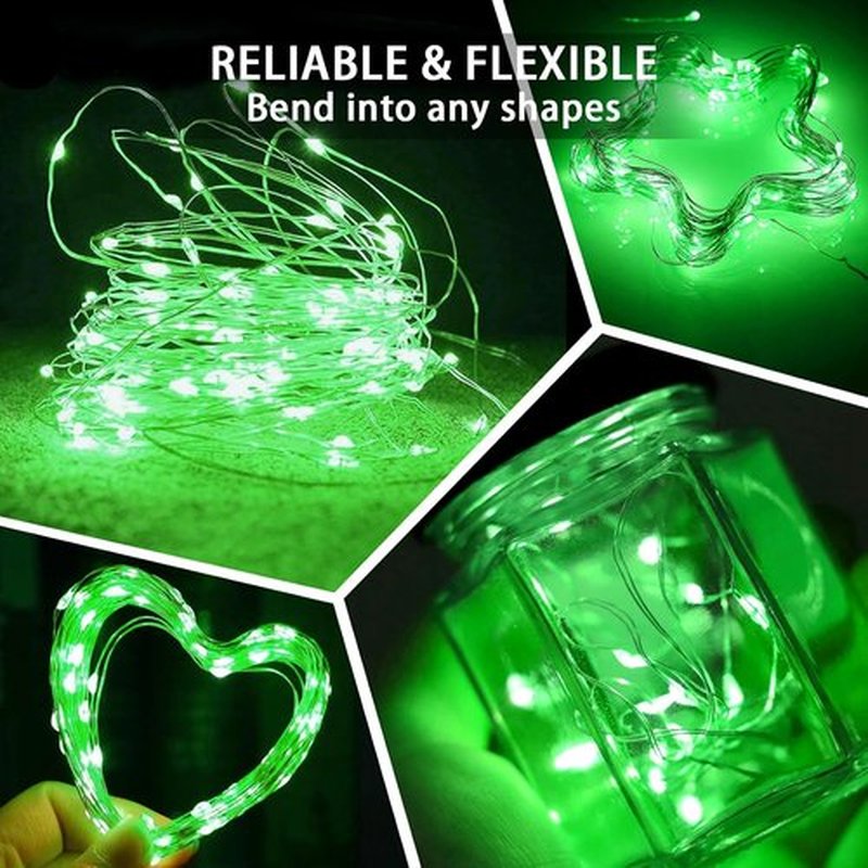 Green Fairy Lights - 12 Pack 7Ft 20 LED Twinkle String Lights | Battery Operated & Waterproof for Holidays