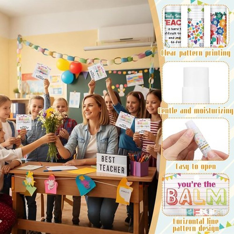 Loopeer Lip Balm Gift Set - 24 Pcs Teacher Appreciation Week Essentials | "You Are the Balm" Theme