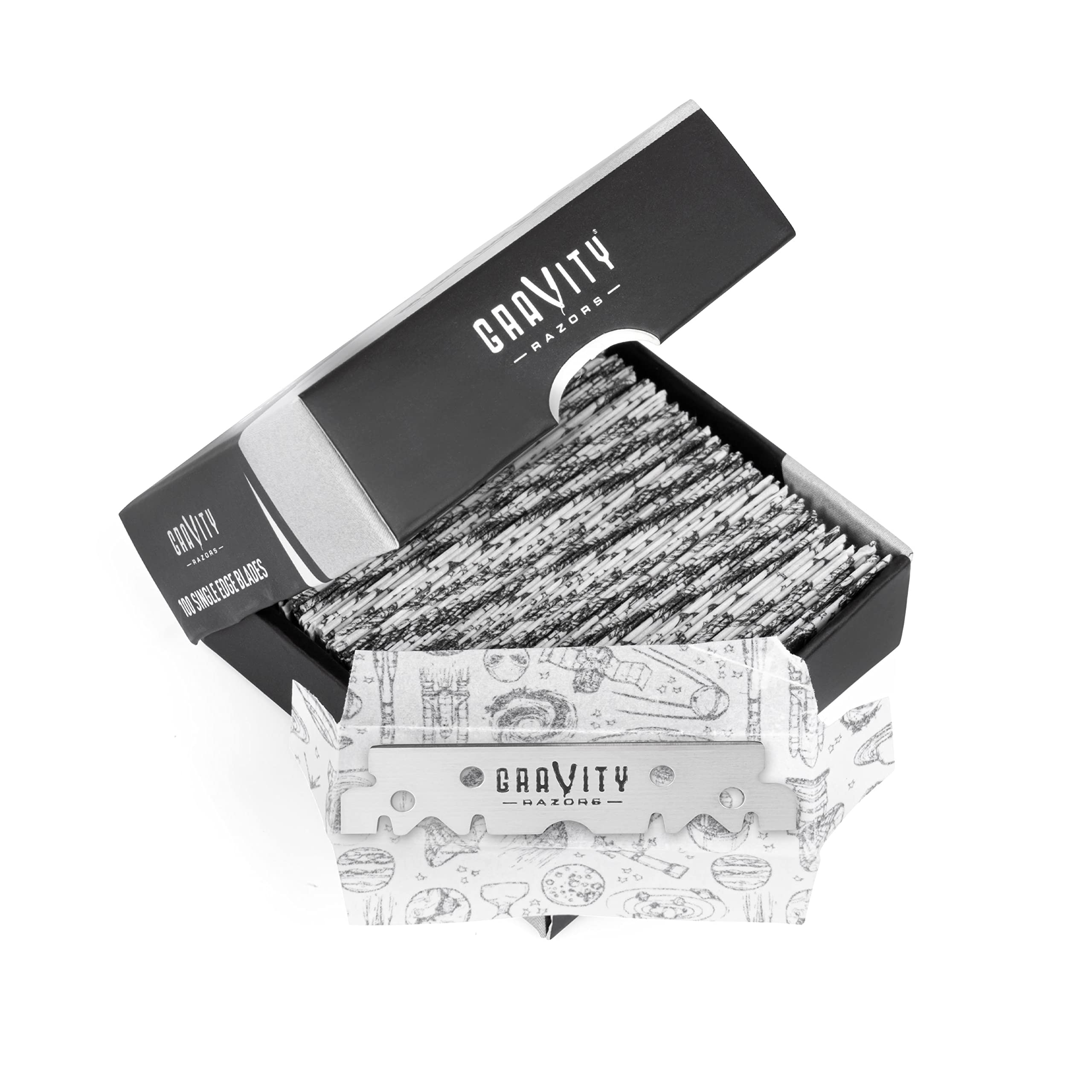 Gravity Razors Premium Single Edge Razor Blades - Swedish Steel Razor Blades for Safety Razors and Straight Edge Razors, by GRAVITY RAZORS (100 Count, 3-Pack)