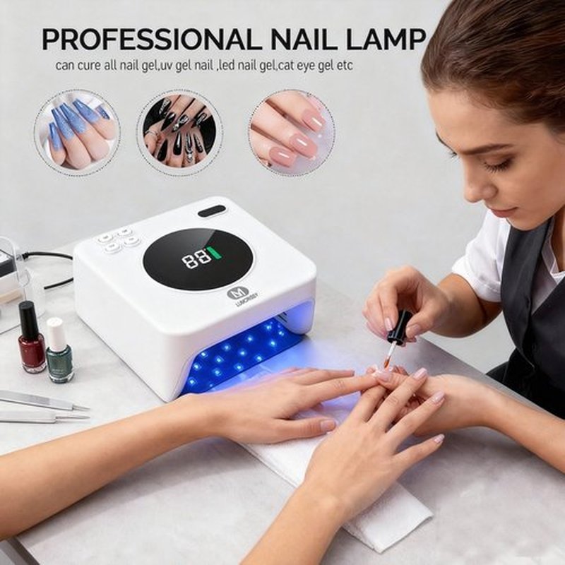 Lumcrissy UV LED Nail Lamp Cordless 76W Rechargeable Professional 45 Beads Gel Nail Light with Touch Display, Auto Sensor 4 Timer Settings for Salon and Home