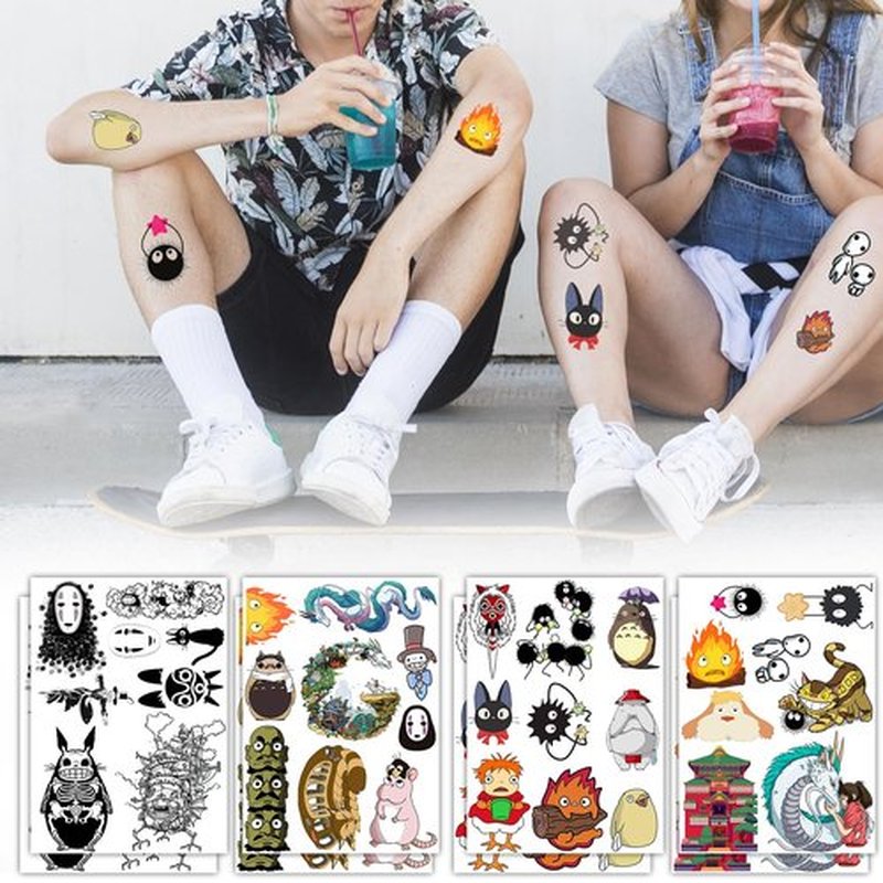 Pounchi Japanese Anime Temporary Tattoos (8 Sheets) Gifts Anime Decor Cosplay Waterproof Temporary Tattoos Cartoon Stickers Party Favors Supplies for Teens Man Woman