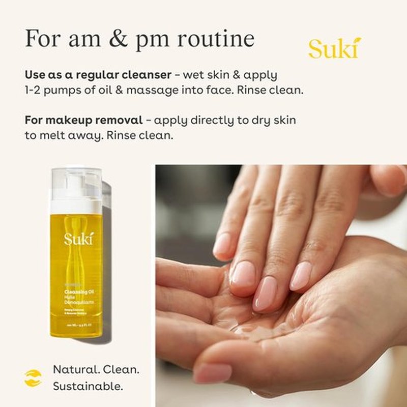 Suki Cleansing Oil - Makeup Remover & Facial Cleanser | Hydrating Formula, 4 Fl Oz