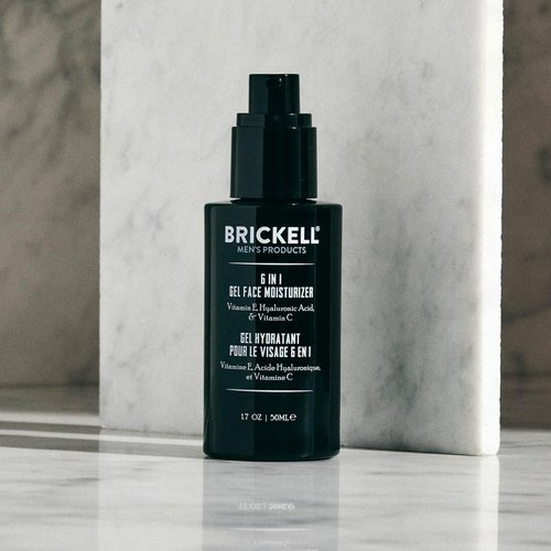 Brickell Men's 6 in 1 Gel Face Moisturizer for Men, Natural and Organic Gel Moisturizer, 1.7 ounces, Unscented