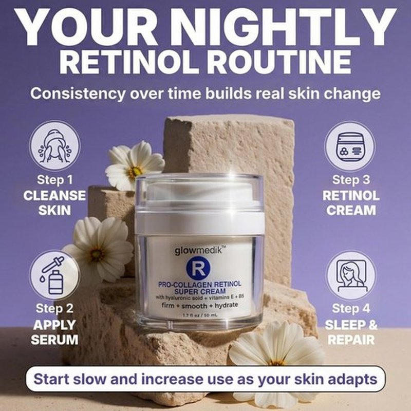 Anti-Aging Face Cream with Retinol & Hyaluronic Acid – Made in USA – Pro-Collagen Night Cream for Women & Men – Firming Face & Neck Moisturizer for Fine Lines, Wrinkles & Aging Skin – 1.7 fl oz