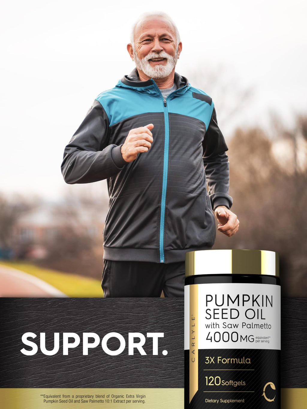 Carlyle Pumpkin Seed Oil with Saw Palmetto 4000 Mg | 120 Softgel Capsules | for Men & Women | 3X Formula with Biotin | Non-GMO, Gluten Free Supplement