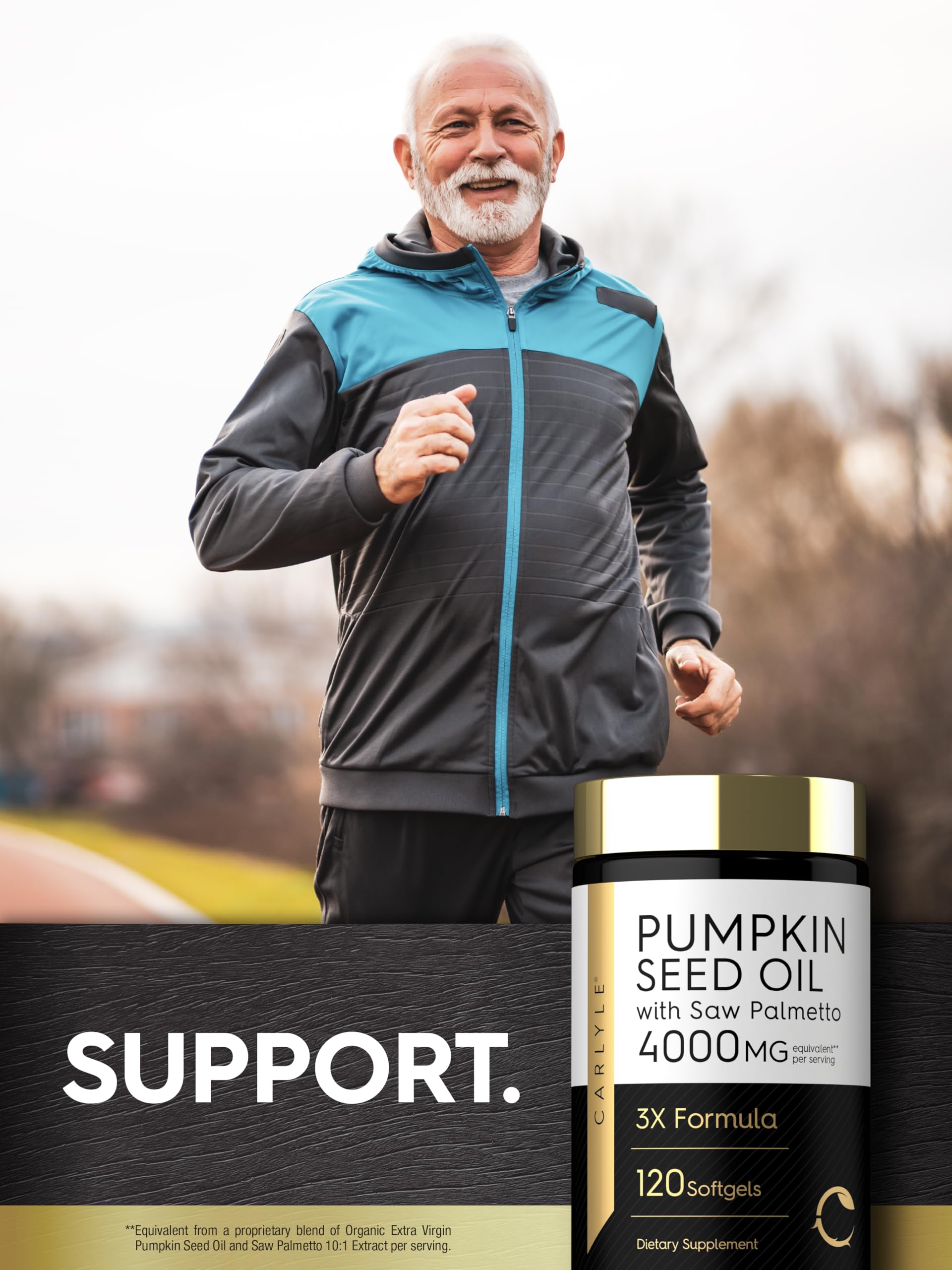 Carlyle Pumpkin Seed Oil with Saw Palmetto 4000 Mg | 120 Softgel Capsules | for Men & Women | 3X Formula with Biotin | Non-GMO, Gluten Free Supplement