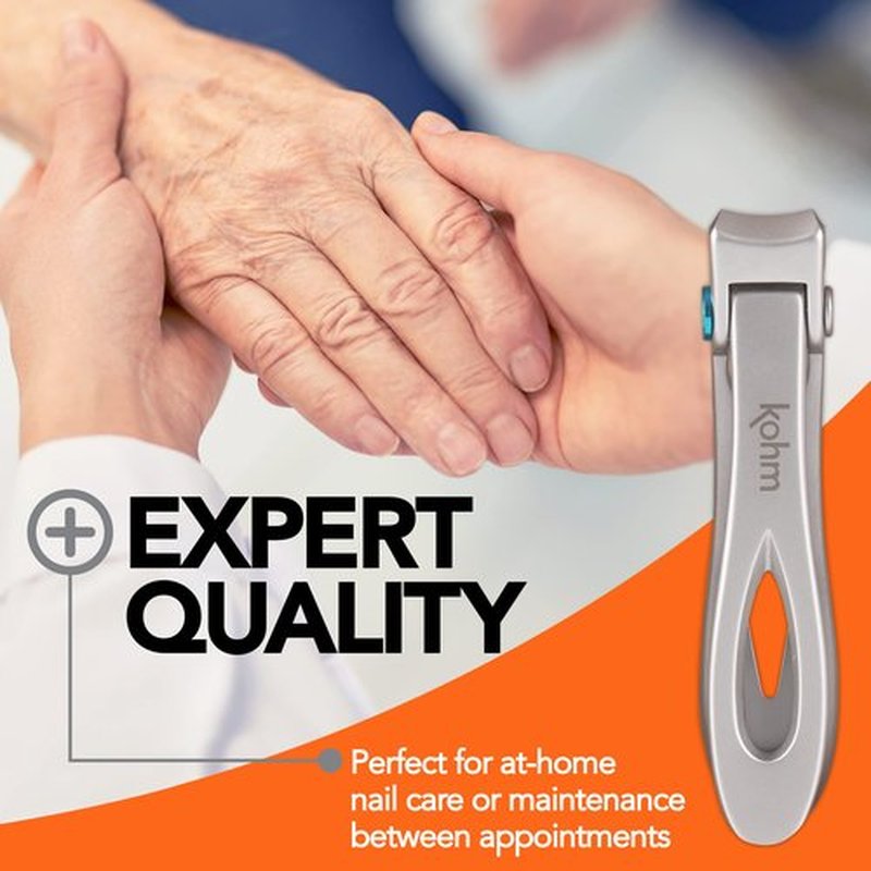 KOHM Nail Clippers & Ingrown Toenail Clippers for Thick Nails - Heavy Duty, Wide Mouth Professional Fingernail and Toenail Clippers for Men, Women & Seniors, Professional Podiatrist Tool