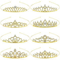 inSowni 8 Pieces Gold Metal Dazzling Rhinestone Princess Tiara Crown Headbands Wedding Birthday Party Prom Headpieces for Women Girls Brides Bridesmaids