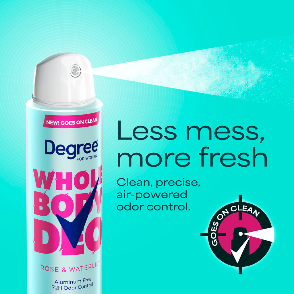 Degree Women Deodorant Spray Rose and Waterlily Scent Aluminum Free 72H Odor Protection 2.9 FO