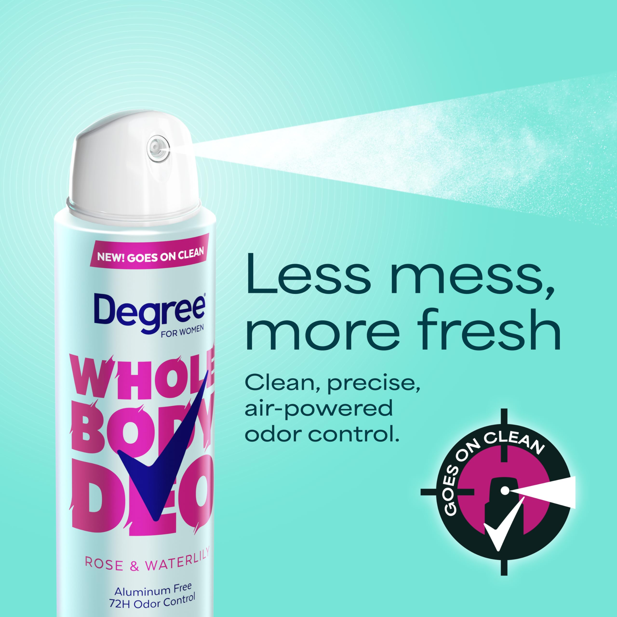 Degree Women Deodorant Spray Rose and Waterlily Scent Aluminum Free 72H Odor Protection 2.9 FO