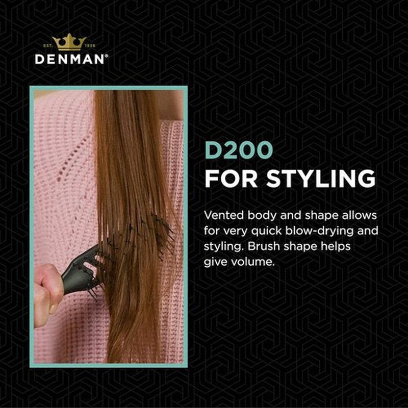 Jack Dean by Denman D200 Flexible Vent Brush - Ideal Styling Tool for All Hair Types (Black)