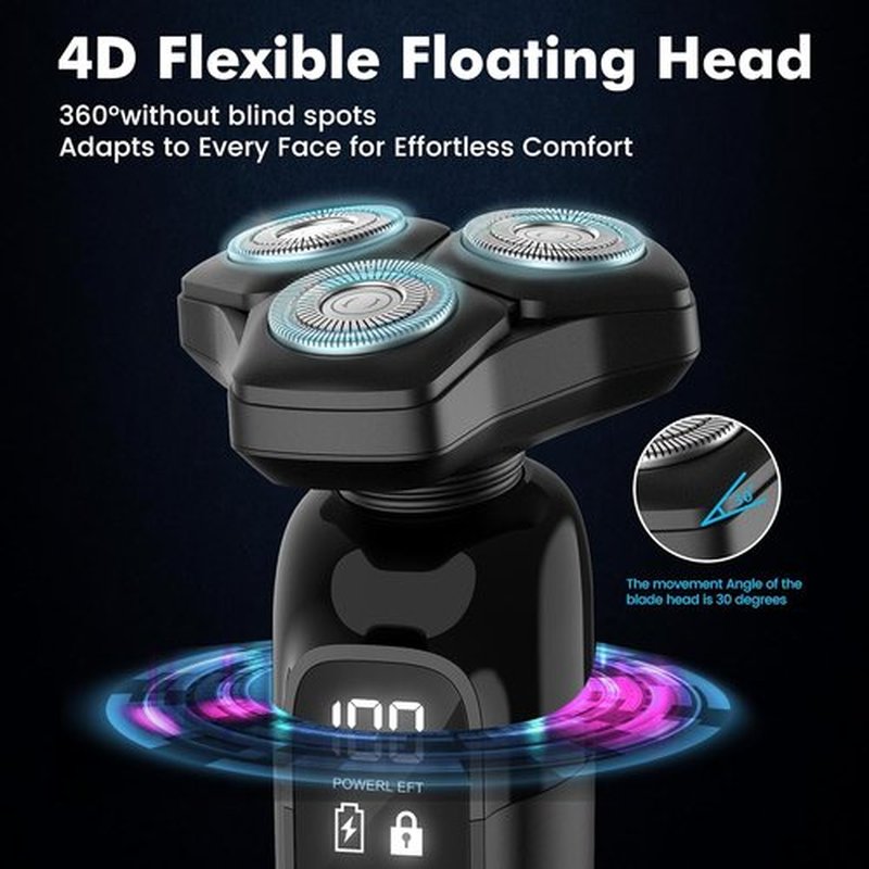 Flynth Electric Razor - 3-in-1 Cordless Shaver with 3-Blade Rotary Design | Wet/Dry, IPX7 Waterproof, Fast Charge Grooming Set