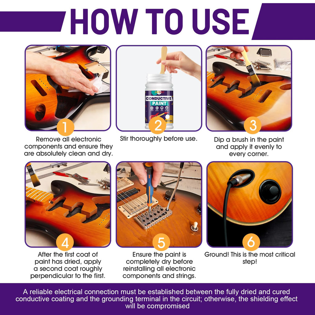 JAOJAO Conductive Paint, Guitar Shielding Paint, for Cavity Shielding, 50g
