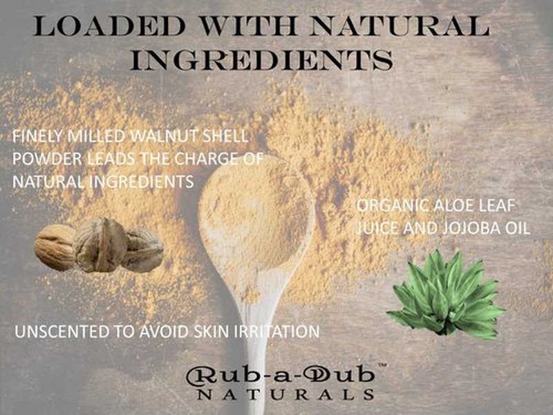Rub-a-Dub Naturals Premium Walnut Body, Back and Booty Scrub, Exfoliating Butt Scrub for Acne, Cellulite, Stretch Marks, ingrown Hair, Keratosis Pilaris, Made in USA, 4 Ounce (Pack of 1)