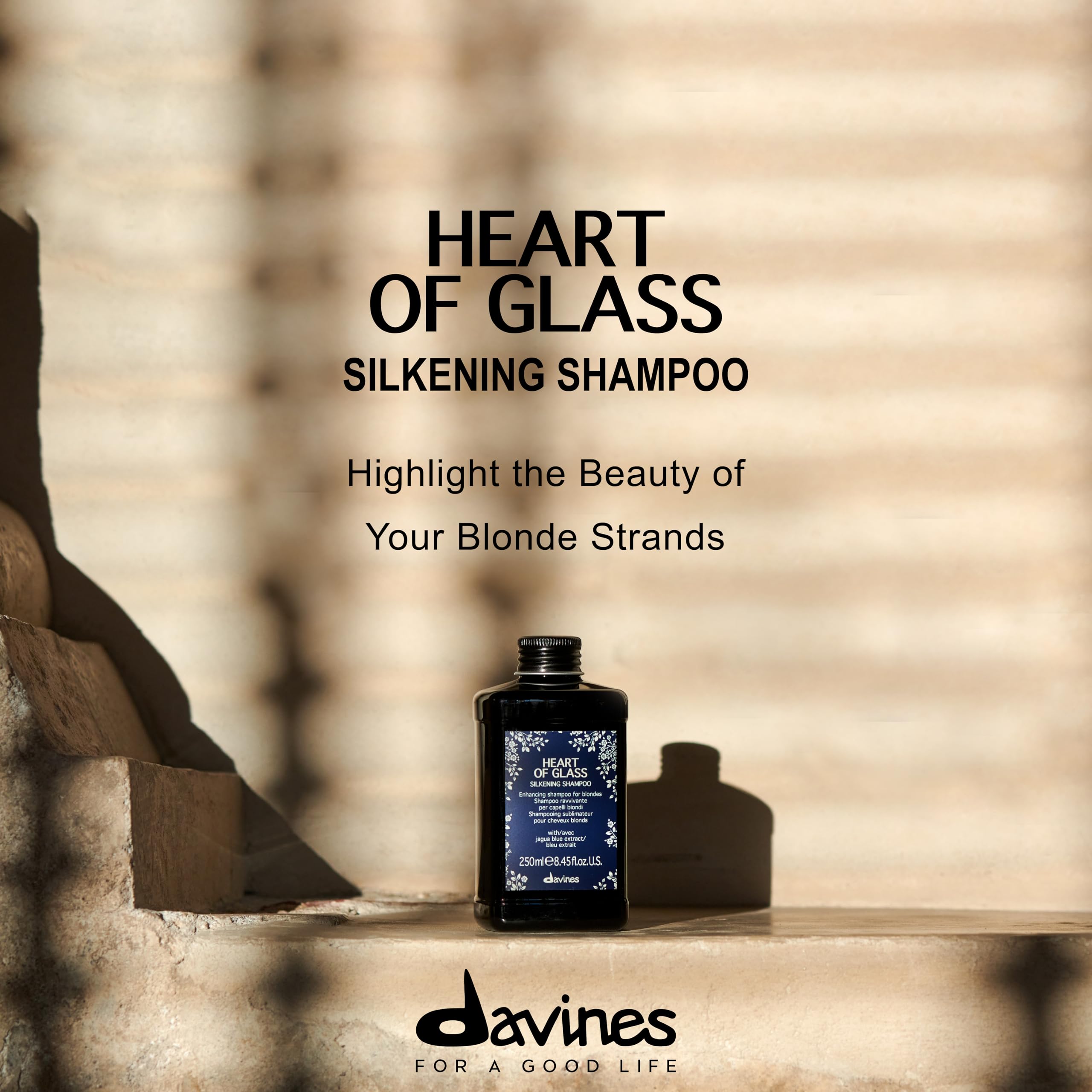 Davines Heart of Glass Silkening Shampoo for Blonde Care, 8.45 fl. oz. (Pack of 1), Black