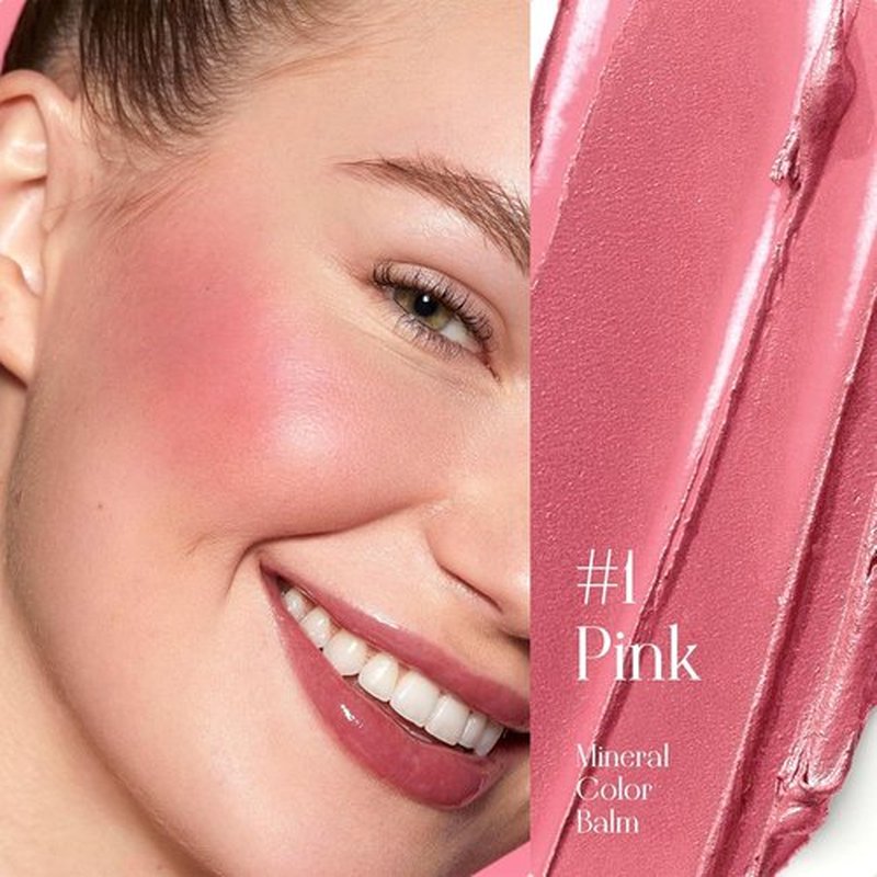 Skiennix Mineral Color Balm - SPF 35 Multi-Color Stick for Lips, Cheeks & Eyes - Blendable Pink Finish