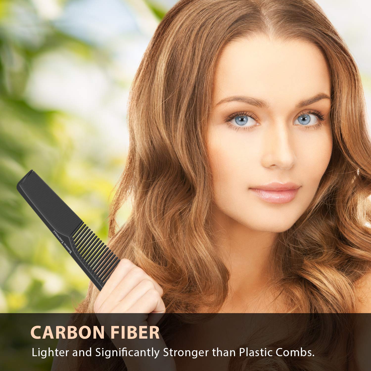 Bardeau Essentials Professional 7 Inch Black Carbon Fiber Anti Static Chemical And Heat Resistant Comb For All Hair Types | Fine and Wide Tooth Comb For Men and Women