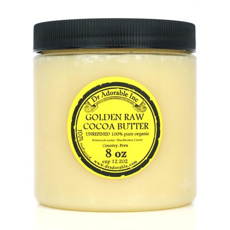 Dr Adorable - 8 oz - Golden Cocoa Butter - Unrefined Pure Natural Organic Raw Prime Pressed