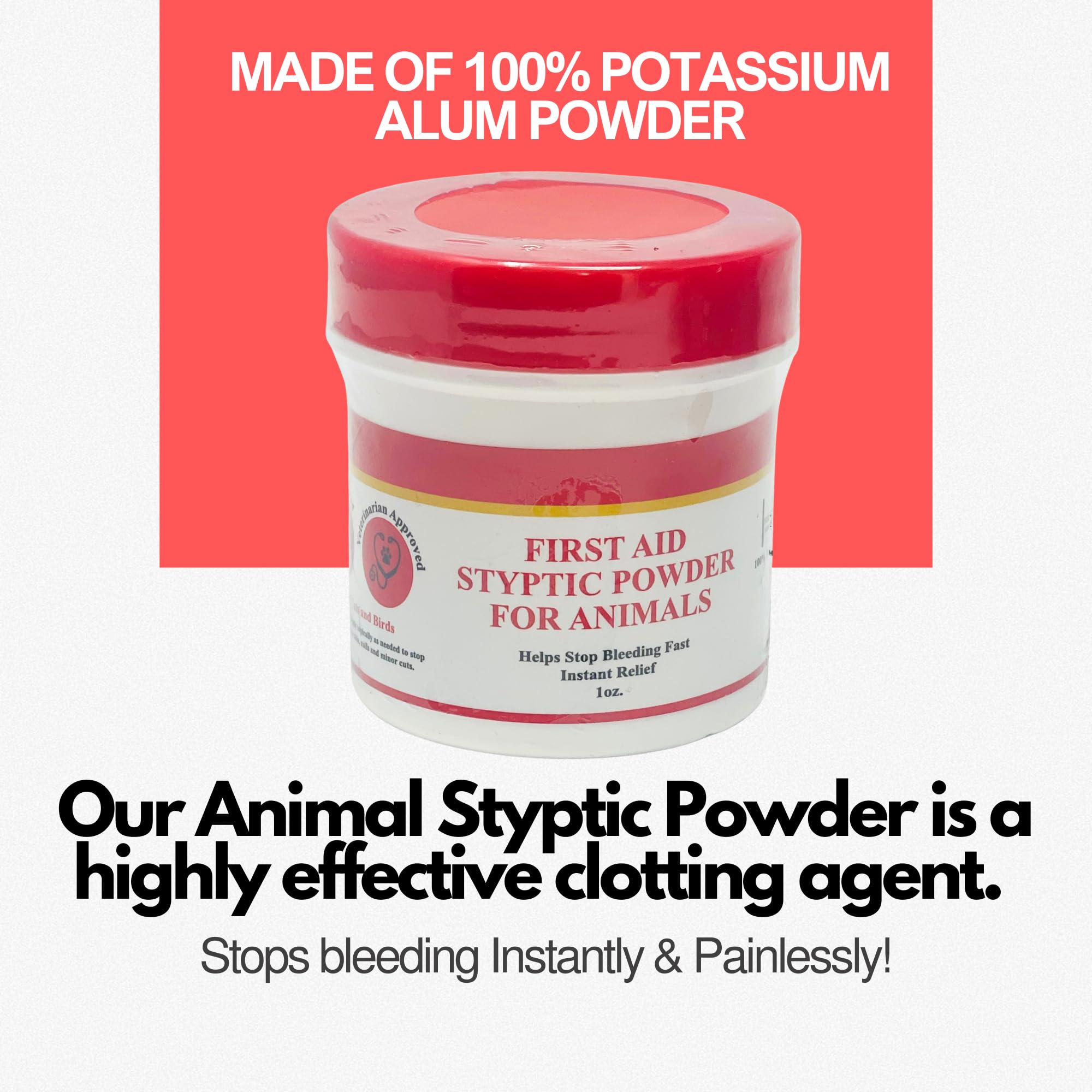 G.B.S Styptic Powder for Animals – Fast-Acting Blood Stop for Dogs, Cats, Birds & Small Pets – First Aid Powder for Nail Bleeding, Minor Cuts & Grooming – 1 oz, Pack of 5