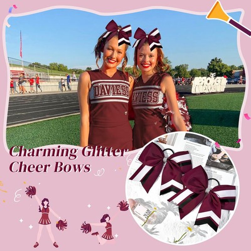 12PCS Cheer Bows Bulk Glitter Cheerleading Bows Girls Hair Bows Cheer Bows Elastic Band Ponytail Holder for Cheerleaders Teen Girls College Sports Competition