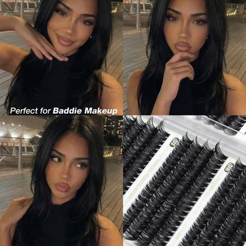 D-Curly Cluster Eyelash Extensions 480Pcs Volume Lash Extensions DIY Eyelash Extensions for Beginners Wispy Eyelash Clusters Natural Full Thick Individual Lashes Clusters (60D 80D 100D Mixed, 10-16MM)