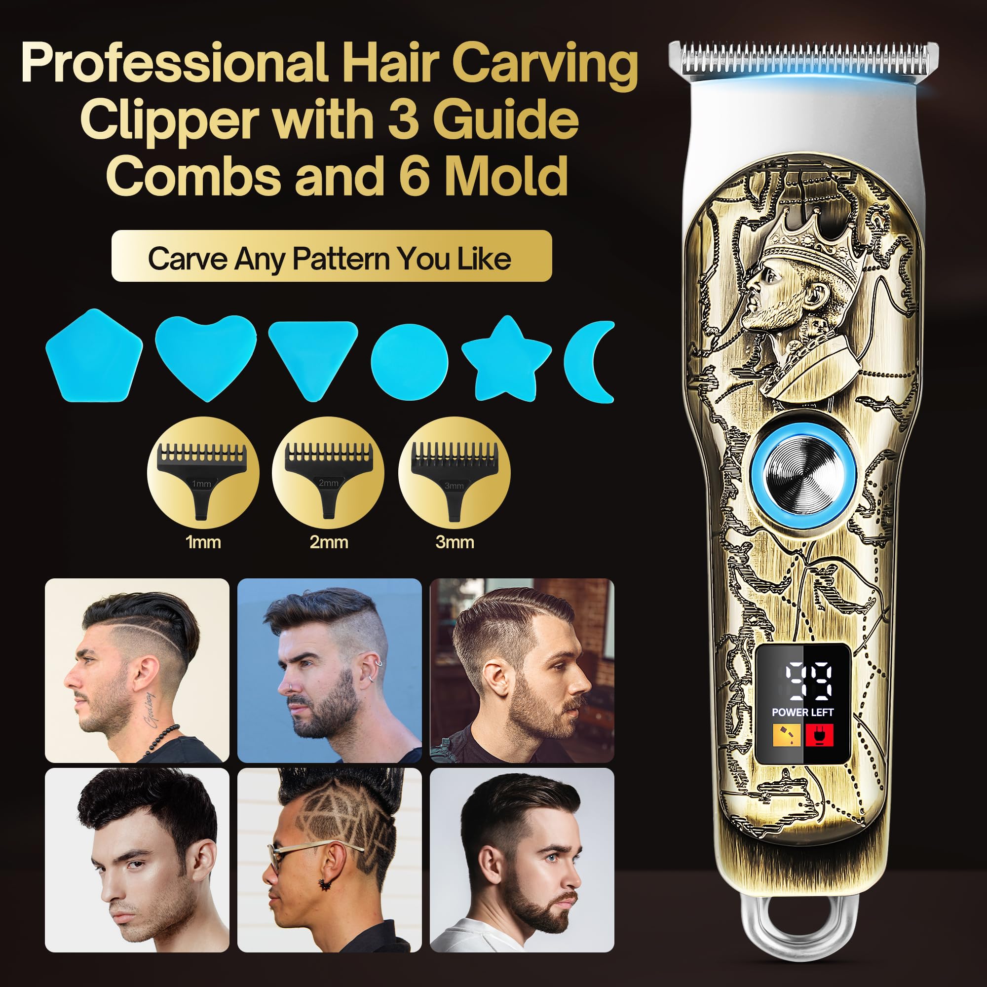 INTRO WILD Professional Hair Clippers Kit for Men, Grooming and Trimming Set