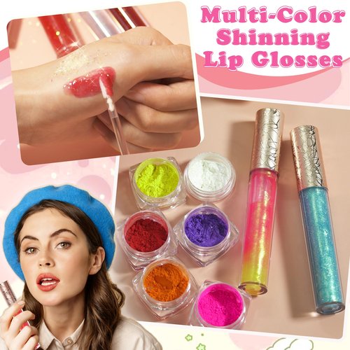 BRIPATI DIY Lip Gloss Making Kit, DIY Lip Glosses Set to Make Your Own Lip Stick, Fun Craft Makeup Lipglosses, All-Inclusive Moisturizing Handmade Lip Glaze Supplies Set for Beginner Women Girls
