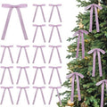 Skiennix 24 Pcs Velvet Bows - Vintage Ribbon Bows for Christmas Tree & Crafts | Light Purple (5 x 7 Inch)