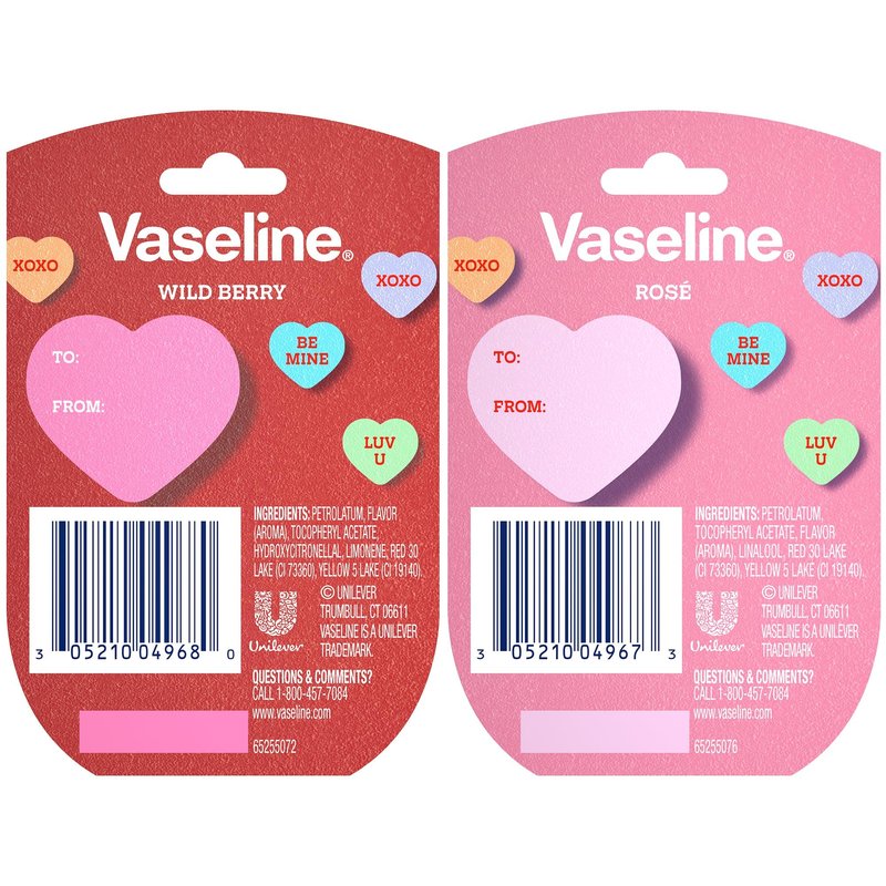 Vaseline Lip Therapy Mini Tinted Lip Balm Set, Valentine’s Day Limited Edition Rosé + Wild Berry with Vitamin E for Soft, Kissable Lips, 0.25 Oz Ea