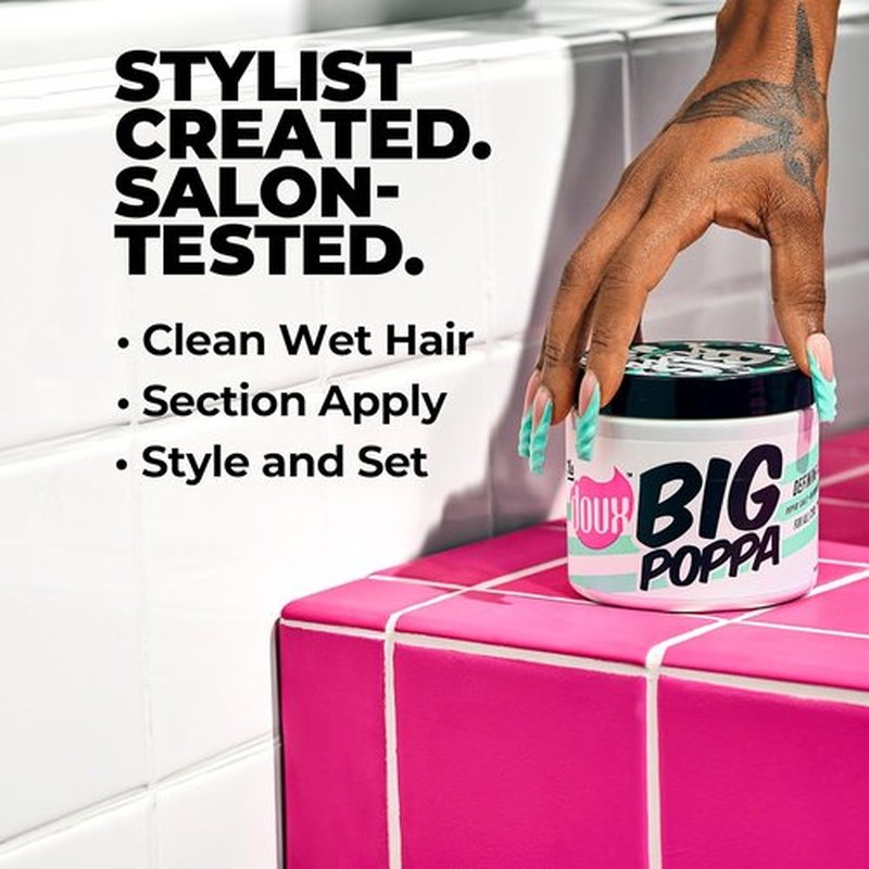 Doux BIG POPPA Curl Defining Gel - Frizz Control & Shine with Babassu Oil for Soft Hold | 8 oz