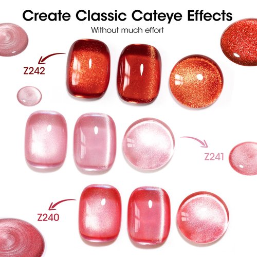 GELLEN Quick Dry Cat Eye Nail Polish Kit, Valentine's Gift for Yourself, Red Magnetic Fingernail Polish Series, Fast Drying Glitter Nail Lacquer Non Gel with Magnet Tool, DIY Salon Home