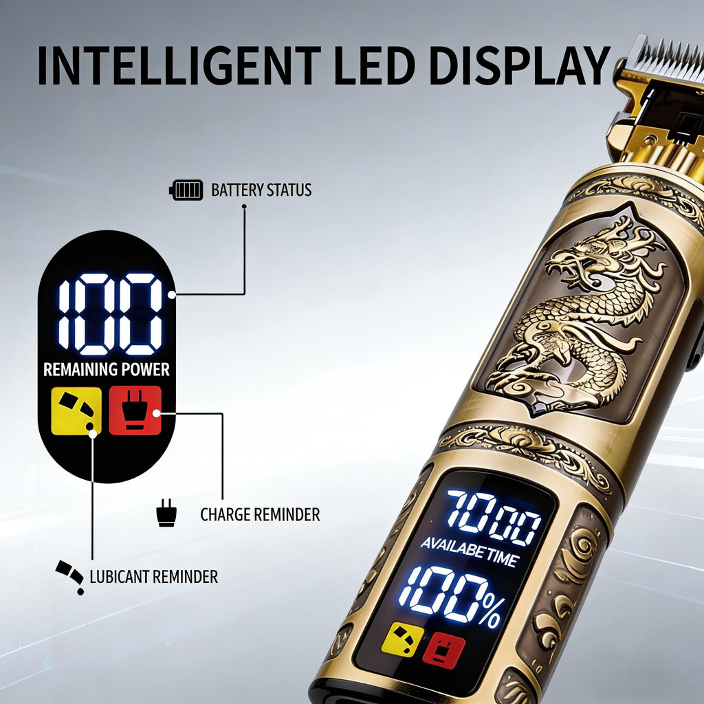 Hair Clippers for Men Professional, Beard Trimmer Kits & Sets, Cordless Mens Hair Trimmer, Electric Shavers, Haircutting Machine with LED Display (Bronze-4in1)