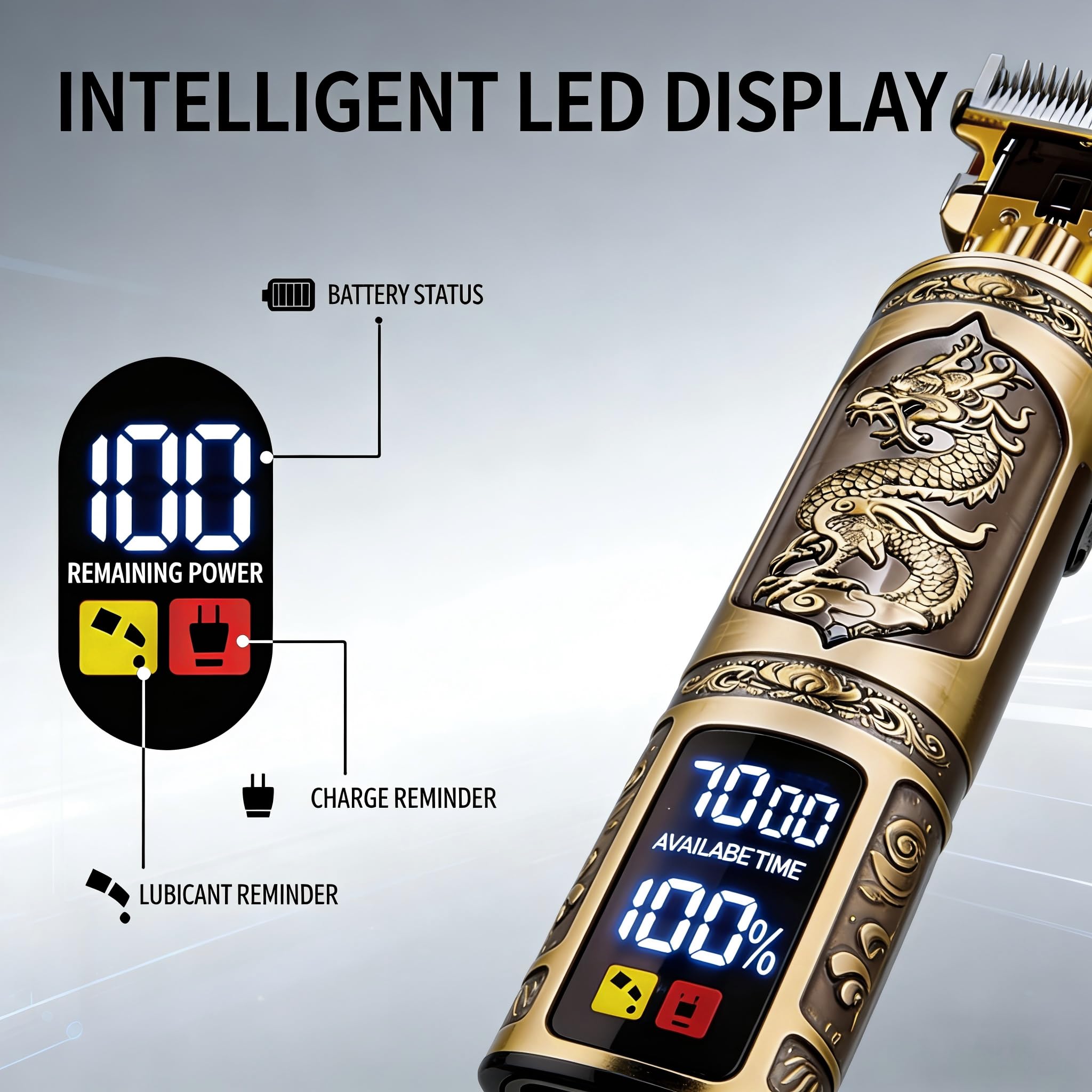 Hair Clippers for Men Professional, Beard Trimmer Kits & Sets, Cordless Mens Hair Trimmer, Electric Shavers, Haircutting Machine with LED Display (Bronze-4in1)