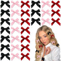 YAEISM 30PCS Small Hair Bows Black Mini Bow Hair Clips Satin Mini Pink Bows Coquette Barrettes Hair Accessories for Women Girls
