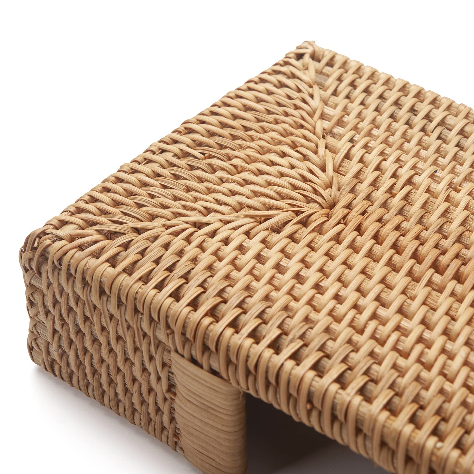 Rattan Napkin Holder Rectangle, 9.5" x 5.5" x 2", Wicker Napkin Tray, Woven Guest Towel Holder for Restaurant/Kitchen/Bathroom Paper Towels for Guests