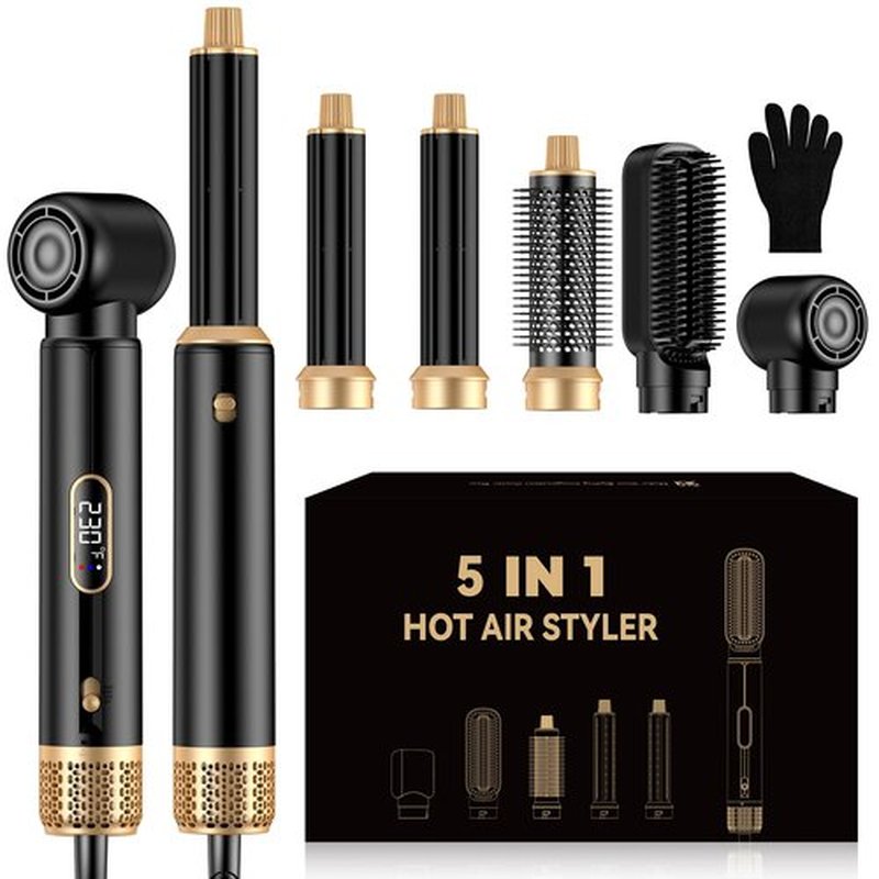 5 in ONE Blow Dryer Brush, Upgrade Hair Dryer Brush Air Curling Wrap Styler, Ionic Round Brush Blow Dryer for Women, Hot Air Brush Hair Styling Tools 100-120V