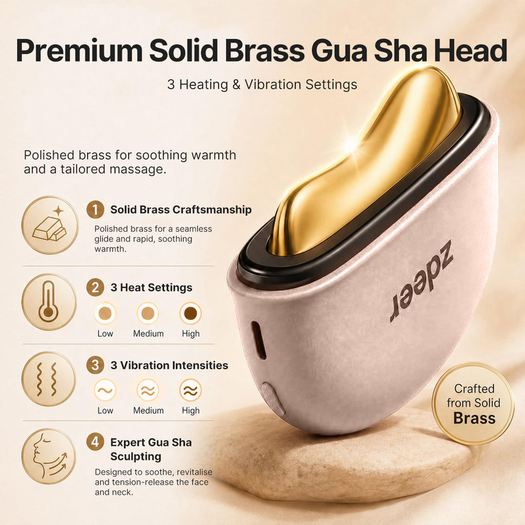 ZDEER GS5 Electric Heated Gua Sha Facial Sculpting Tool with Vibration, LED Red Light Therapy Face & Neck Massager, Skin Firming Device, Premium Gift for Women Mom, Includes 2 10ml Massage Oil, Pink