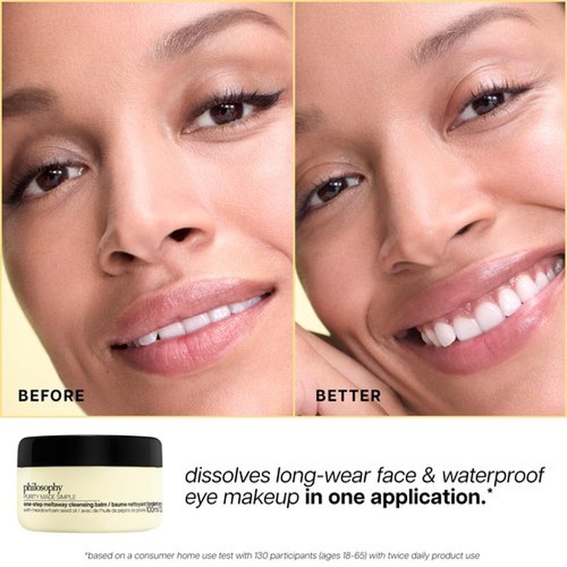 philosophy purity made simple one-step facial cleanser- with meadowfoam seed oil gently cleanses & melts away dirt, oil & stubborn makeup paraben-free face wash
