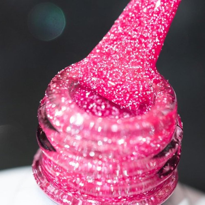 BURANO Hot Pink Reflective Glitter Gel Nail Polish - UV LED 7.3ml Holographic Sparkle for DIY Nails