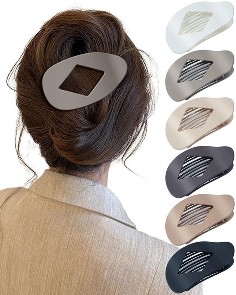 6 Pcs Flat Hair Claw Clips,4.1"Nonslip Large Round Lay Hair Clips for Women,Strong Hold French Clips for Thick Thin Hair Yoga Driving