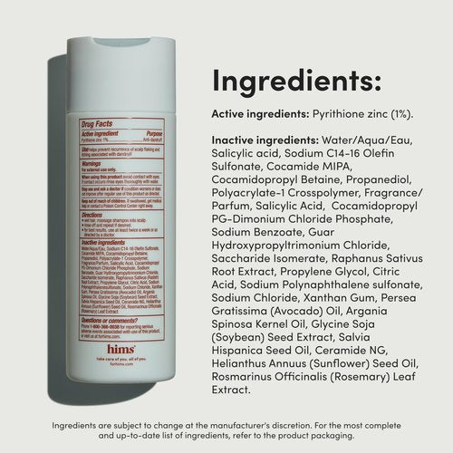 hims Dandruff Detox Shampoo - Pyrithione Zinc, Argan Oil, & Avocado Oil Formula - Dandruff Shampoo for Flaky & Itchy Scalp - Sulfate-Free, Paraben-Free - Evergreen Mint Scent - 6.4 Fl Oz, 2 Pack