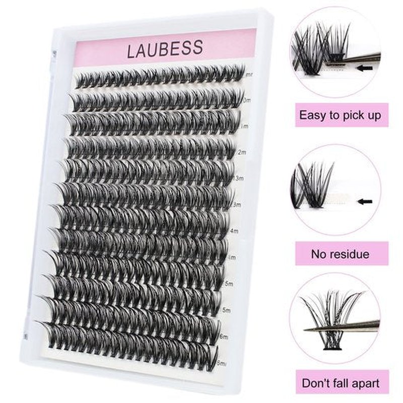 Cluster Lashes 40D Eyelash Clusters Mixed Tray Wispy Lash Clusters Extensions D Curl Cluster Eyelash Extensions Individual Lashes DIY Lash Extension (40D-0.07D-9-16mm)