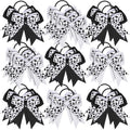 WILLBOND 20 Pcs Soccer Hair Bows Elastic Soccer Ball Hair Tie Accessories Sports Band for Women Player Football Party (White and Black)