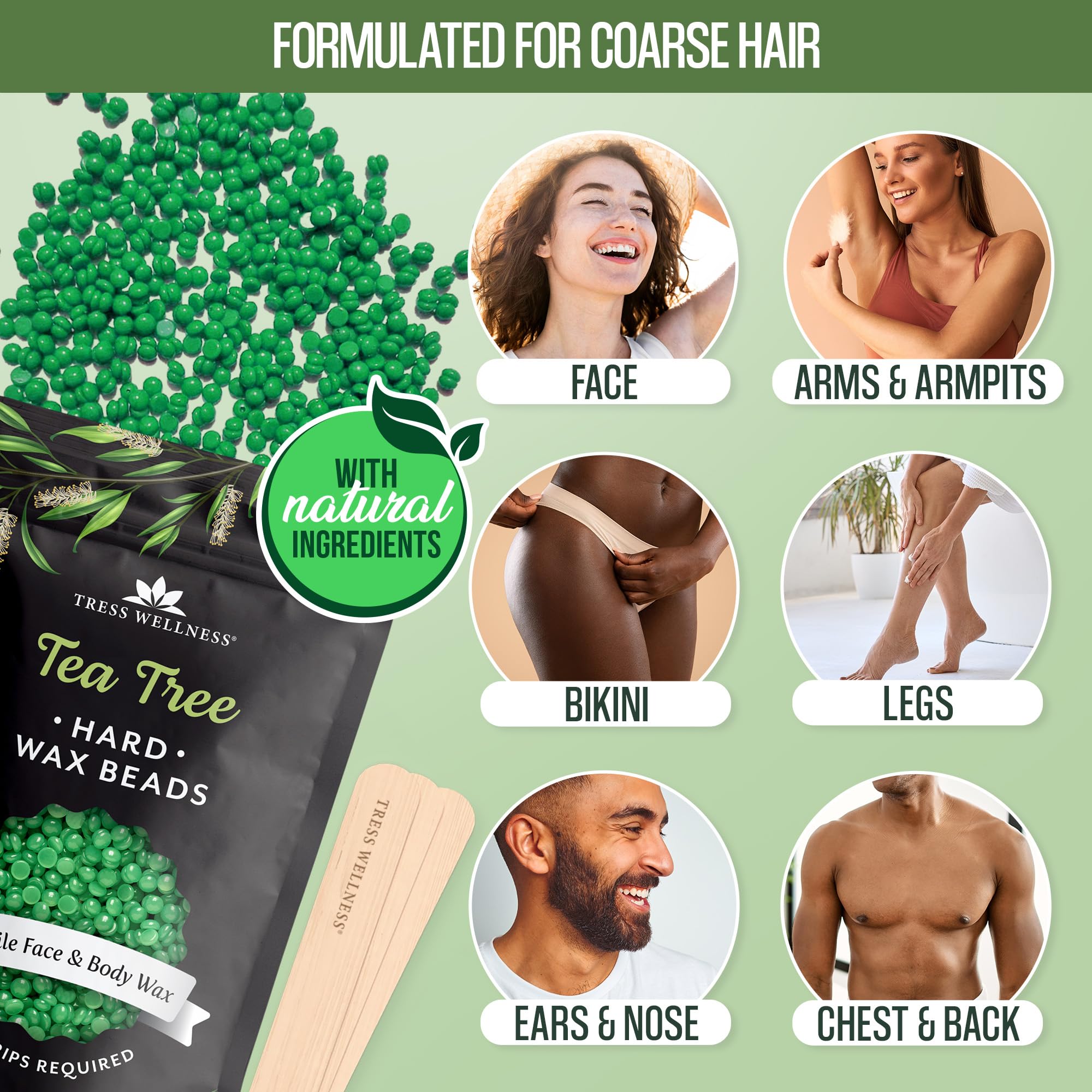 Tress Wellness Hard wax beads - For sensitive skin - Tea tree 2.4lb