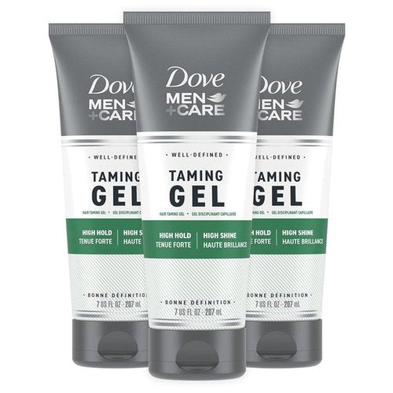 DOVE MEN + CARE Hair Taming Gel - Strong Hold Styling Product for Thicker, Healthier Hair | 7 oz (3 Count)