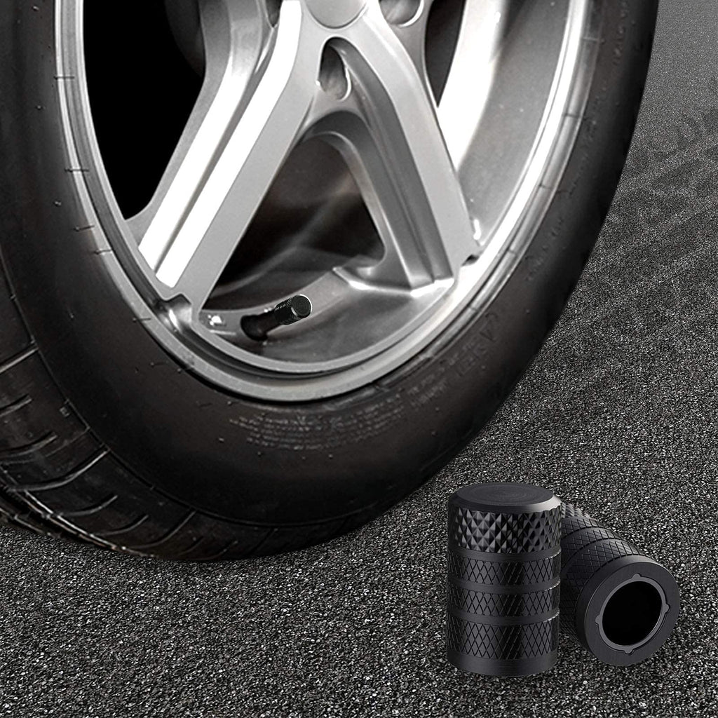CKAuto Tire Valve Stem Caps, Aluminum Black, 4 pcs/Pack